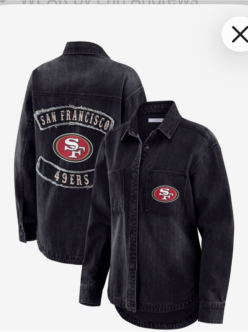 San Francisco 49ers Black Denim Overshirt Jacket